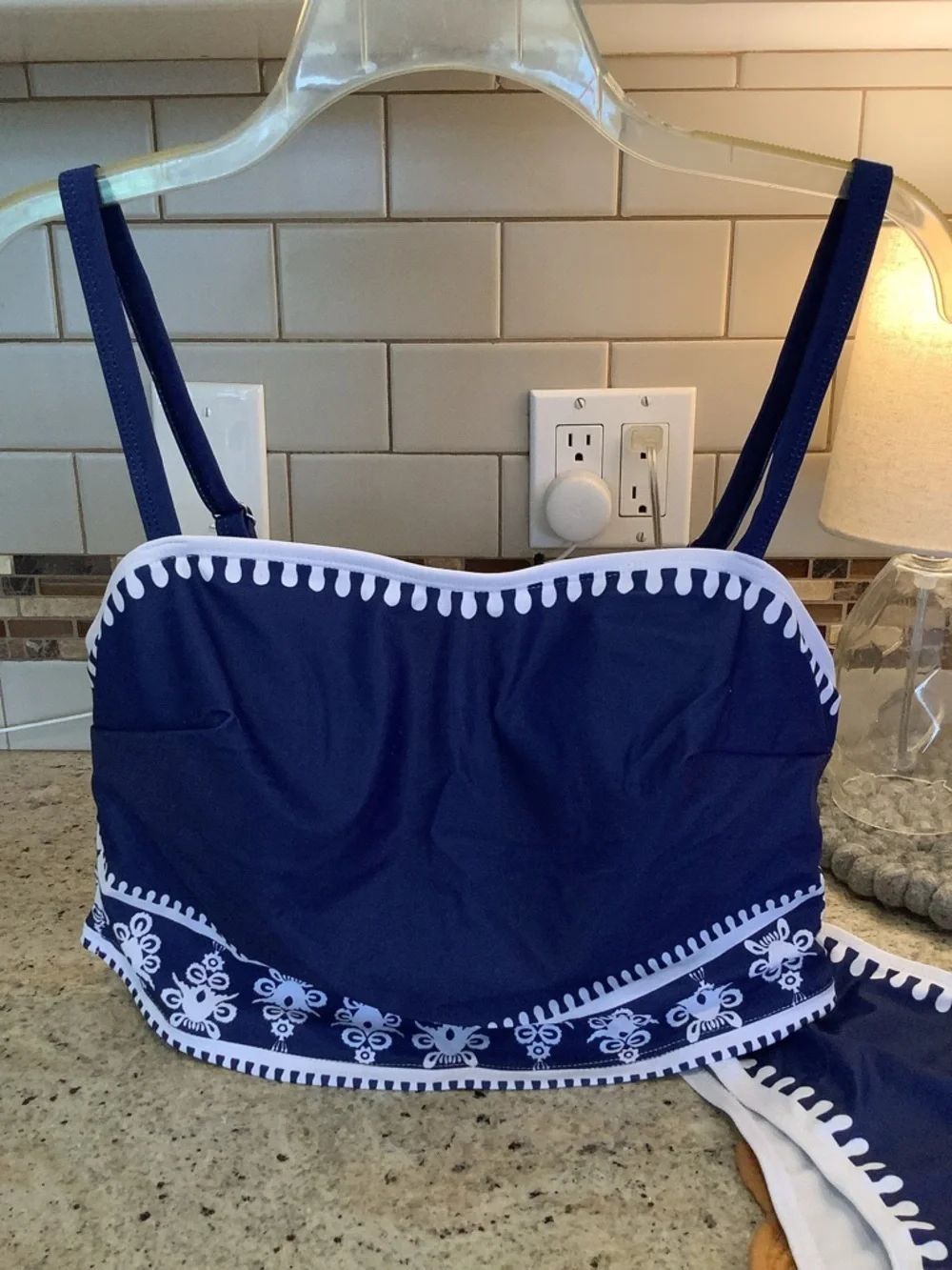 Blue & White Bikini Swim Set and Matching Sarong Cover-Up Two Piece